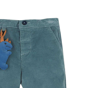 Брюки бархатные Gingersnaps " Baby Brock Dinosaur Plushie", дымно-голубые